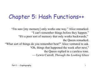 Chapter 5: Hash Functions++