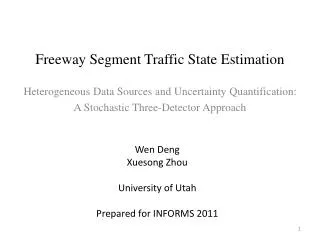 Freeway Segment Traffic State Estimation