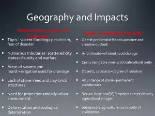 Geography and Impacts