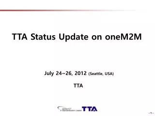 TTA Status Update on oneM2M