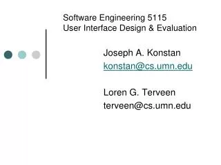 Software Engineering 5115 User Interface Design &amp; Evaluation