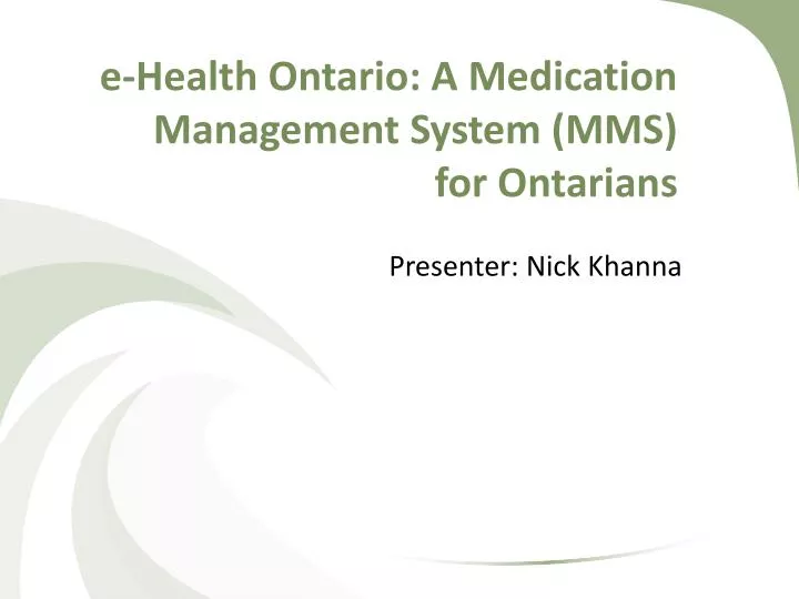 e health ontario a medication m anagement system mms for ontarians