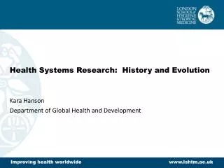 Health Systems Research: History and Evolution