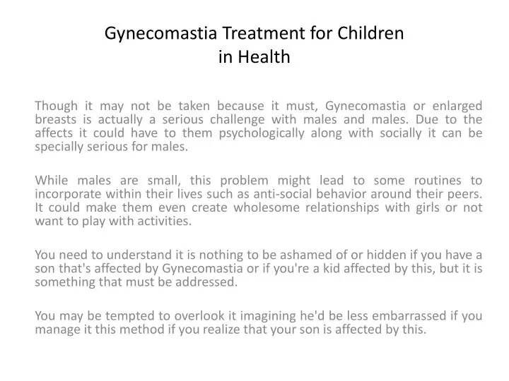 gynecomastia treatment for children in health