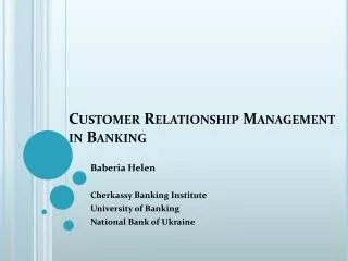 Customer Relationship Management in Banking