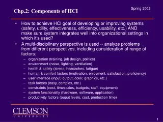 Chp.2: Components of HCI