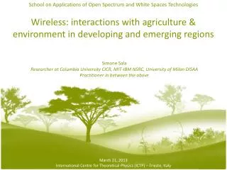 Wireless: interactions with agriculture &amp; environment in developing and emerging regions