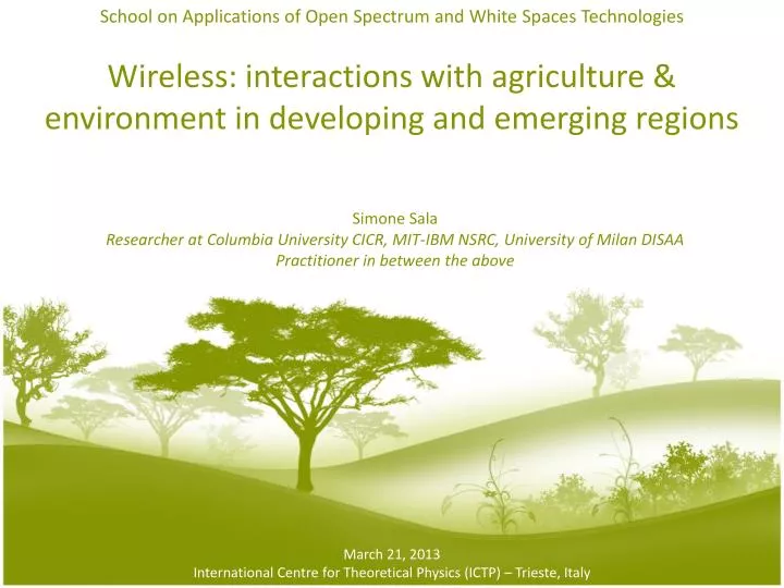 wireless interactions with agriculture environment in developing and emerging regions
