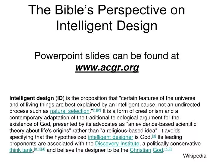 the bible s perspective on intelligent design