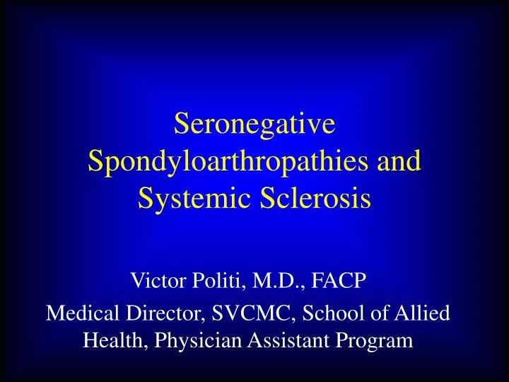 seronegative spondyloarthropathies and systemic sclerosis