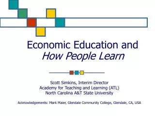 Economic Education and How People Learn