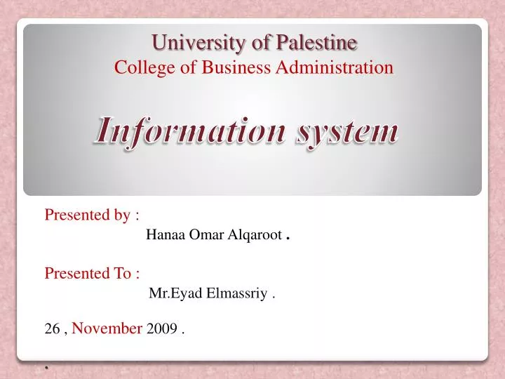 university of palestine college of business administration