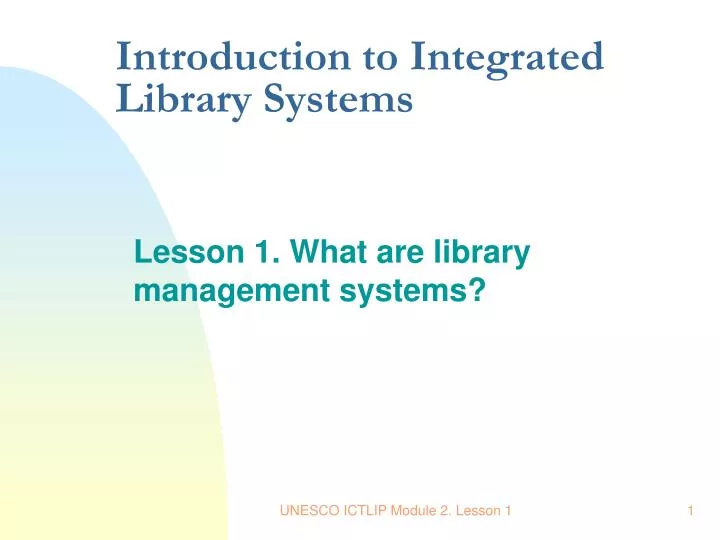 introduction to integrated library systems