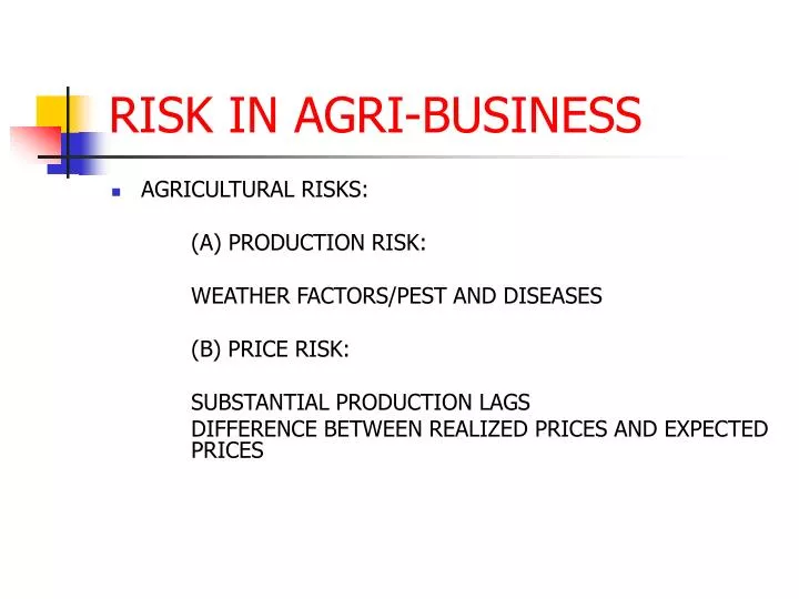 risk in agri business