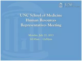 UNC School of Medicine Human Resources Representatives Meeting