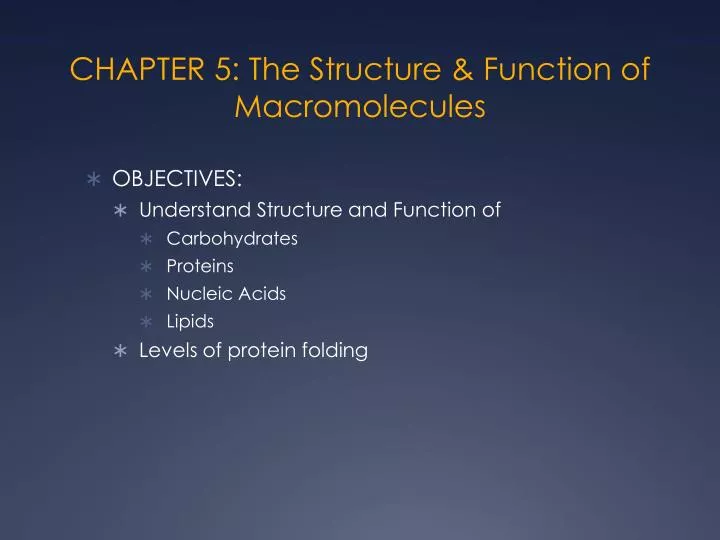 chapter 5 the structure function of macromolecules