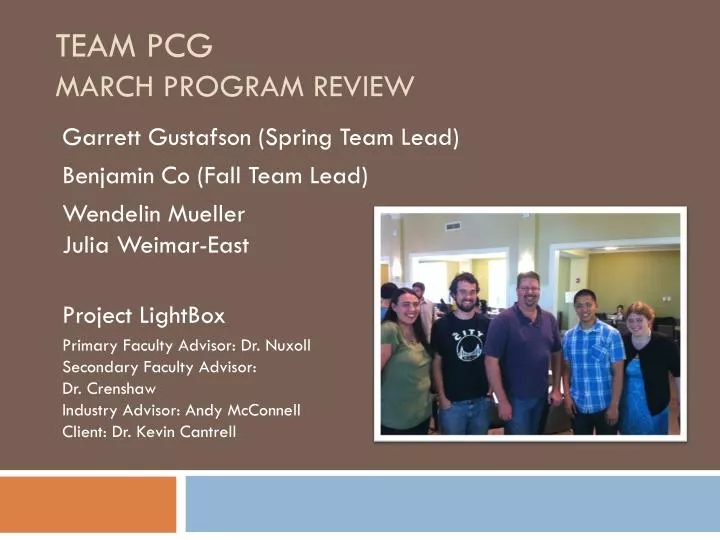 team pcg march program review