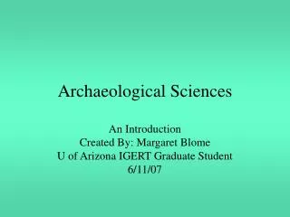 Archaeological Sciences