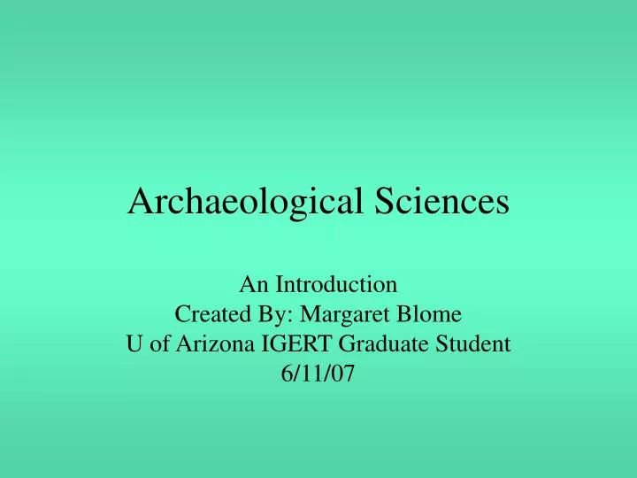 archaeological sciences