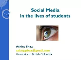 Social Media in the lives of students