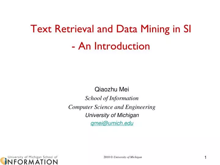 text retrieval and data mining in si an introduction