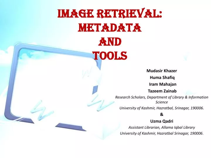 image retrieval metadata and tools
