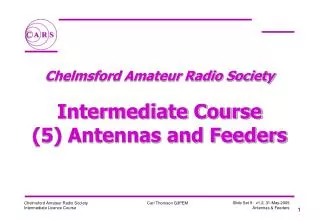 Chelmsford Amateur Radio Society Intermediate Course (5) Antennas and Feeders