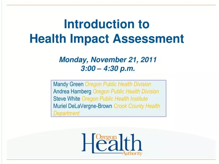 introduction to health impact assessment