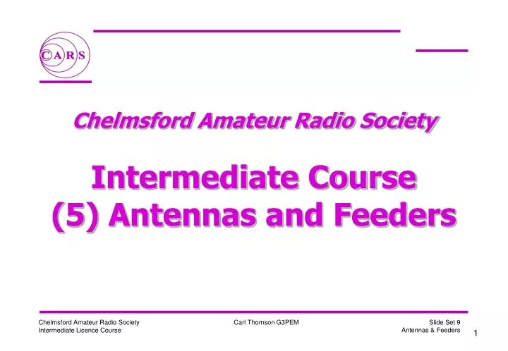 chelmsford amateur radio society intermediate course 5 antennas and feeders