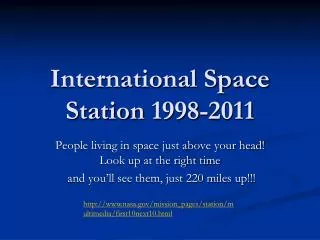 International Space Station 1998-2011