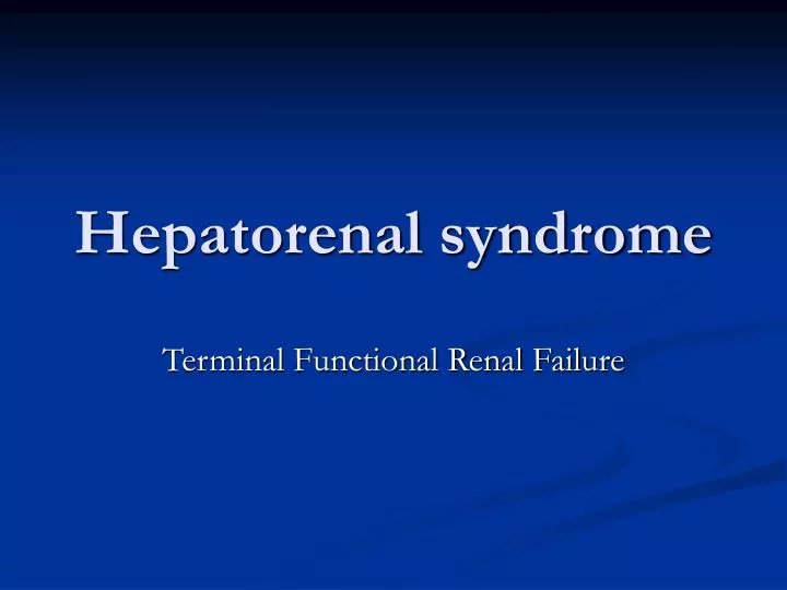 hepatorenal syndrome