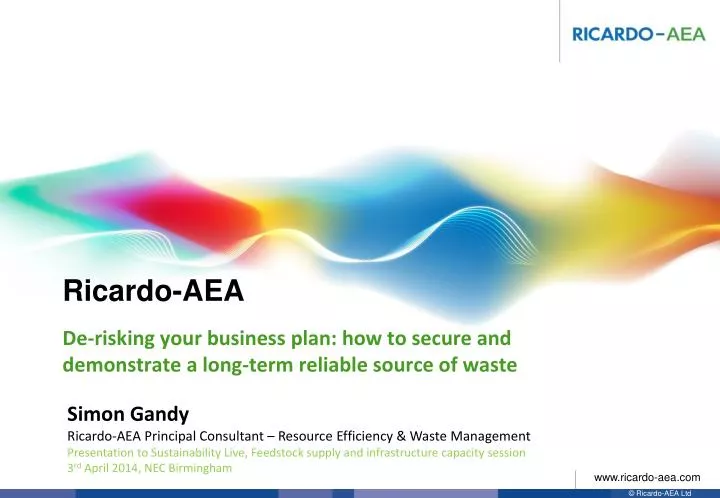 de risking your business plan how to secure and demonstrate a long term reliable source of waste