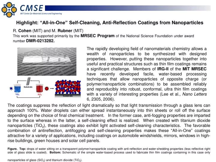 highlight all in one self cleaning anti reflection coatings from nanoparticles