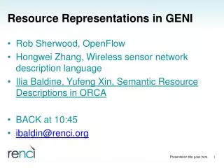 Resource Representations in GENI