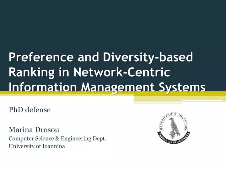 preference and diversity based ranking in network centric information management systems