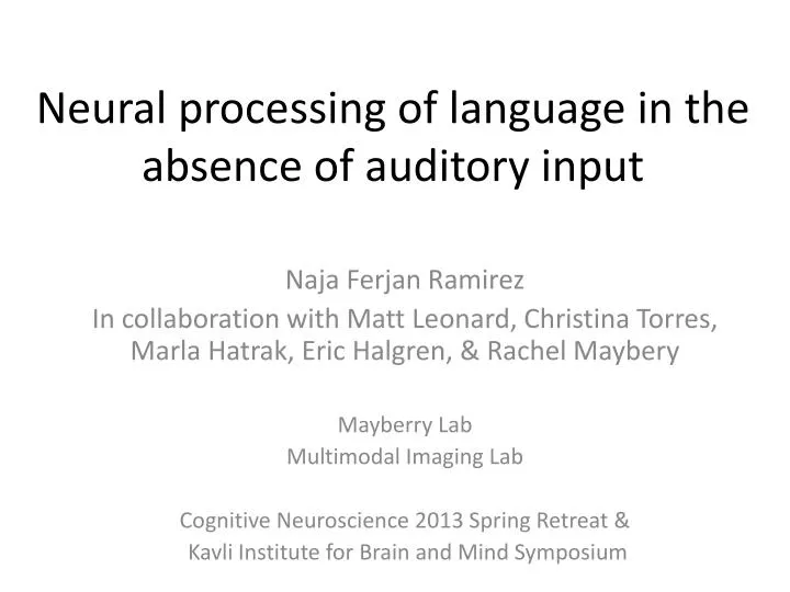 neural processing of language in the absence of auditory input