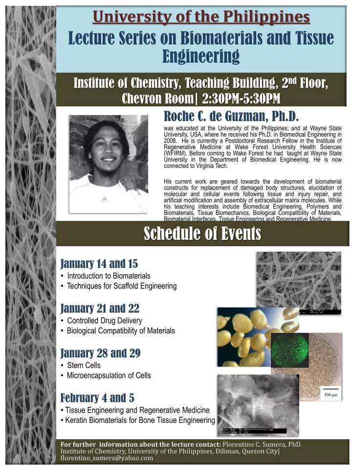 university of the philippine s lecture series on biomaterials and tissue engineering