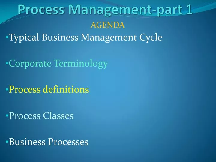 process management part 1