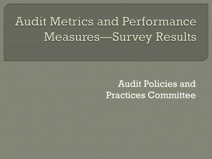 audit metrics and performance measures survey results