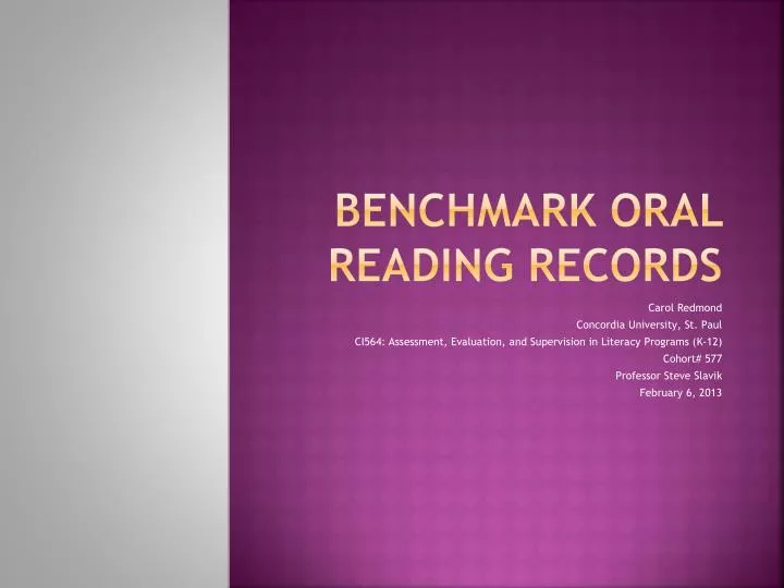 benchmark oral reading records