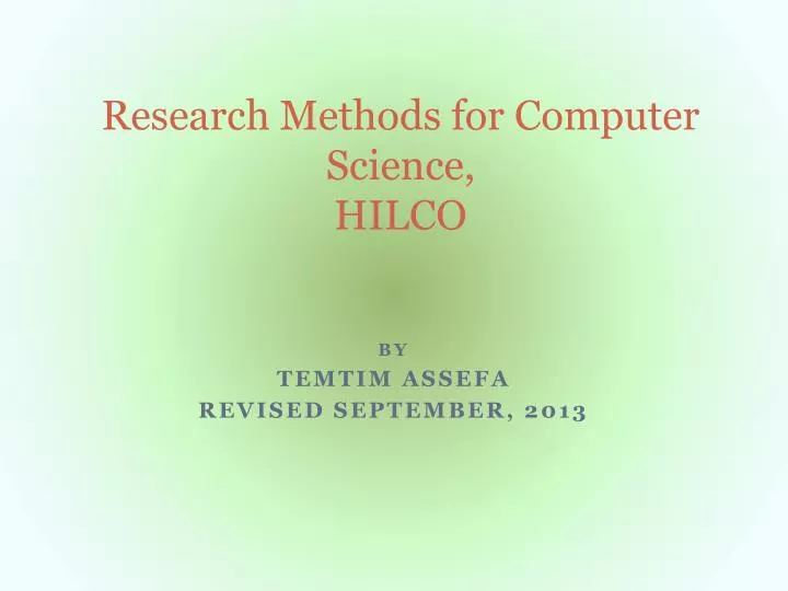 research methods for computer science hilco