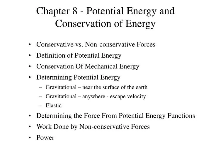 chapter 8 potential energy and conservation of energy