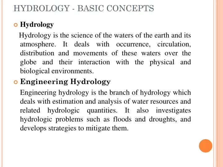 hydrology basic concepts