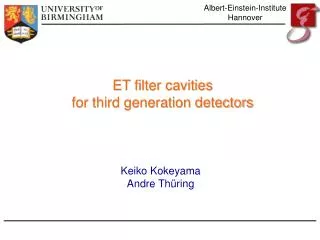 ET filter cavities for third generation detectors