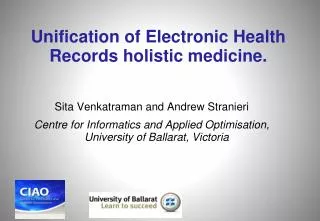 Unification of Electronic Health Records holistic medicine.
