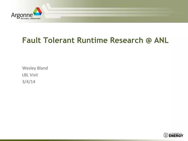 fault tolerant runtime research @ anl