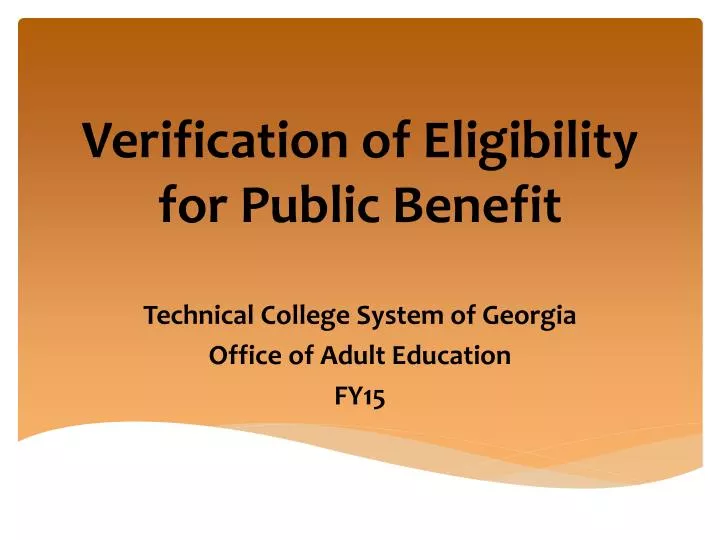 verification of eligibility for public benefit