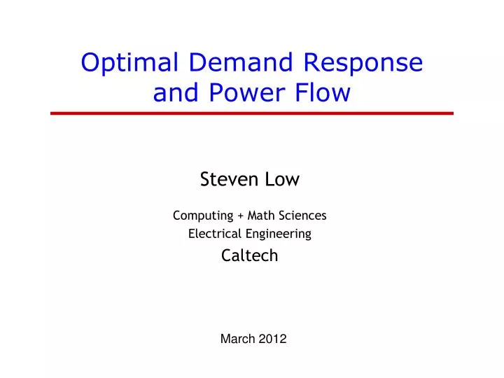 optimal demand response and power flow