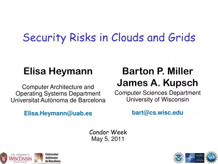 security risks in clouds and grids