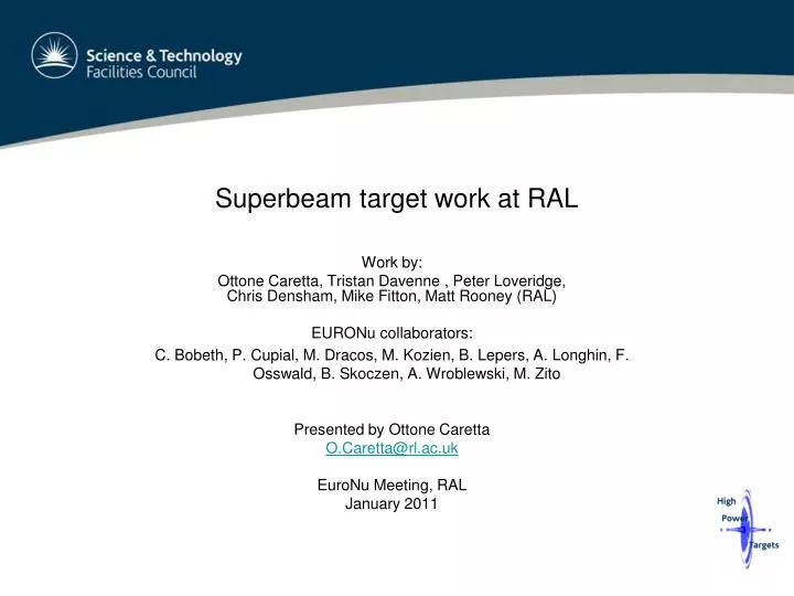superbeam target work at ral